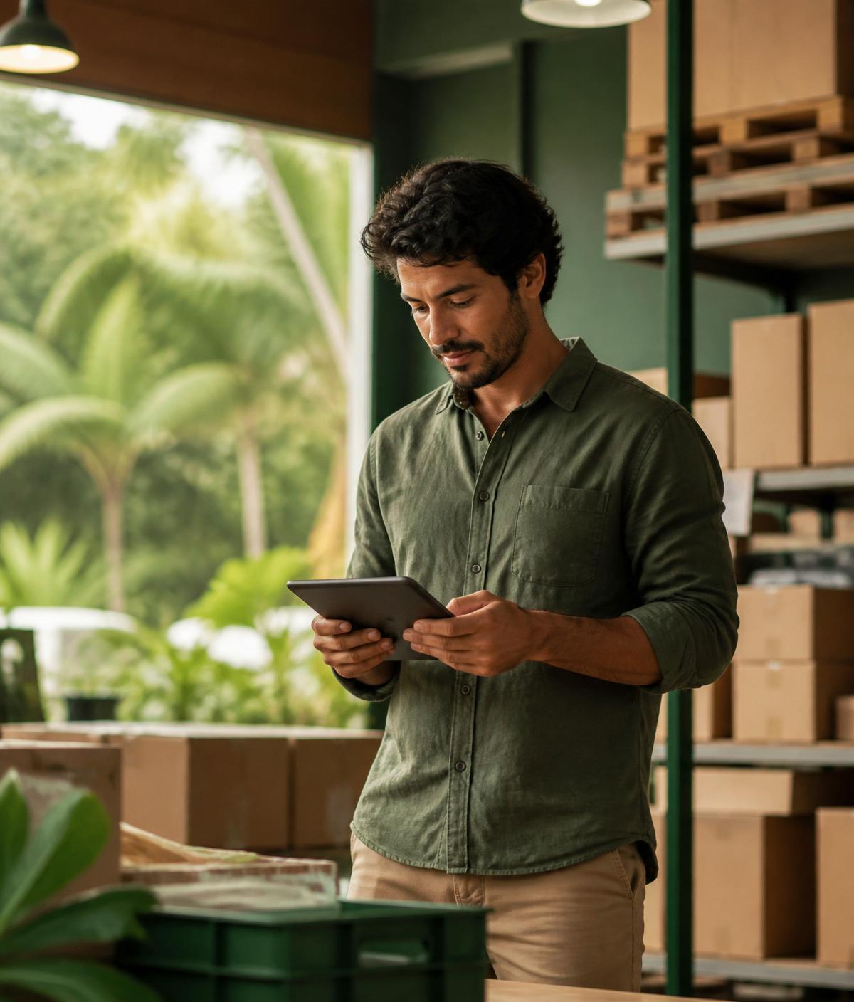 Empreendedor da região Norte gerenciando seu negócio